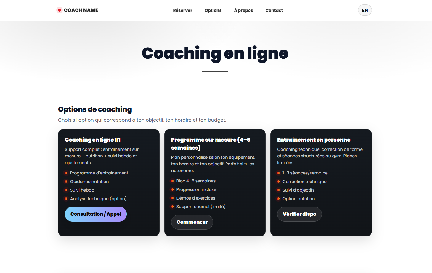 Coach demo website preview